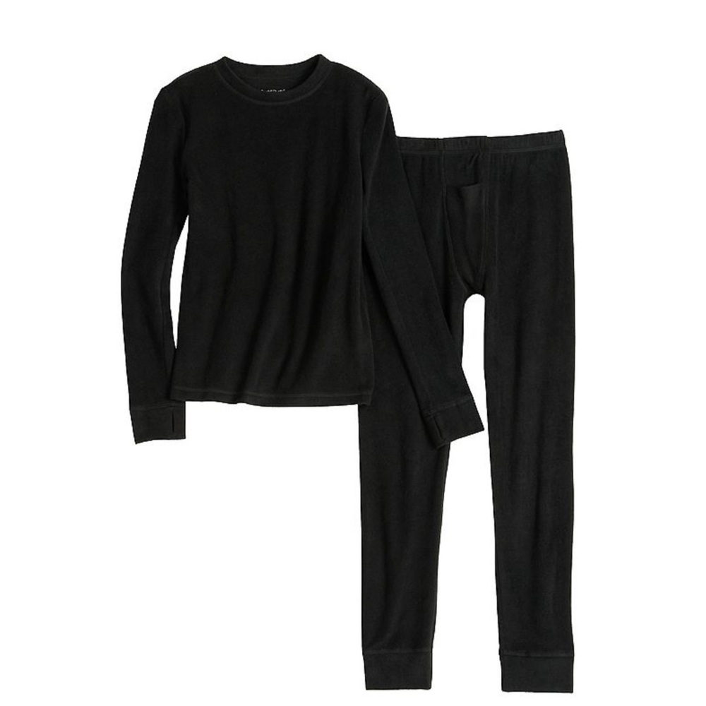 NWT New Cuddl Duds Performance Base Layer Black Fleece M 2 Piece Set